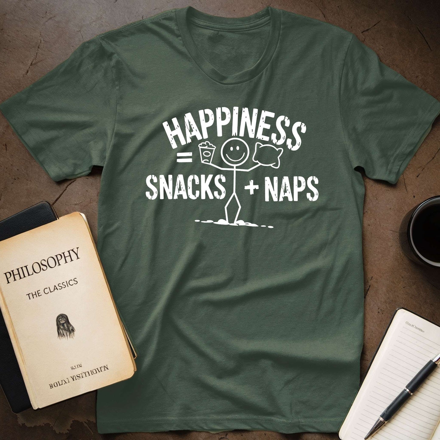 Happiness = Snacks + Naps T-Shirt